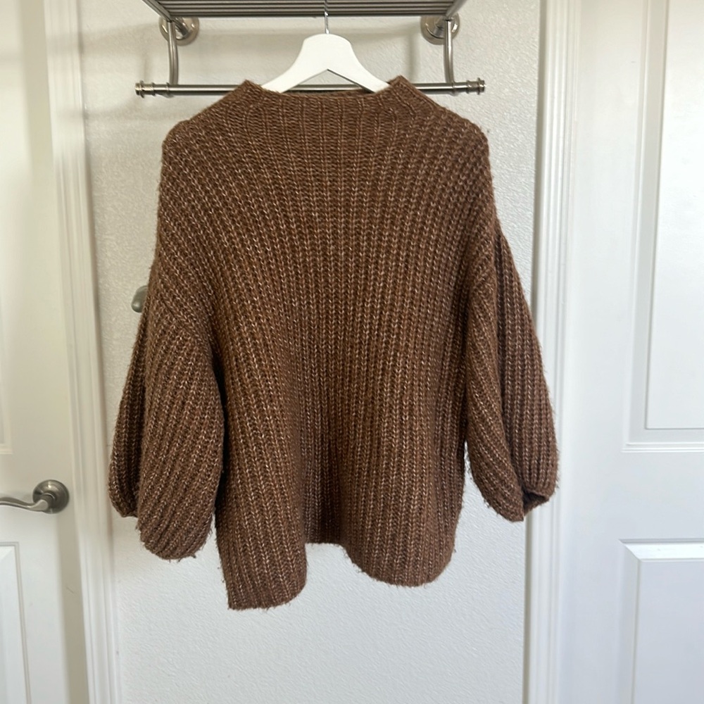 Anthropologie Chestnut Brown Ribbed Turtleneck Sweater